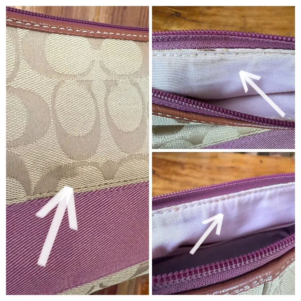 Vintage Y2K Coach Signature Stripe Lavender Mini Satchel Shoulder Bag Purse